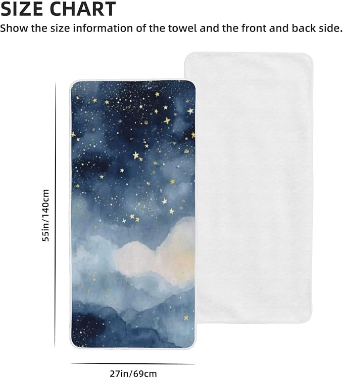Night Sky Quick Dry Microfiber Towel, Ultra Absorbent & Soft Coral Fleece Bath Towels for Body, Hair, Gym, Yoga, Spa & Travel - Lightweight & Fast Drying Multipurpose Towel (27"X55"