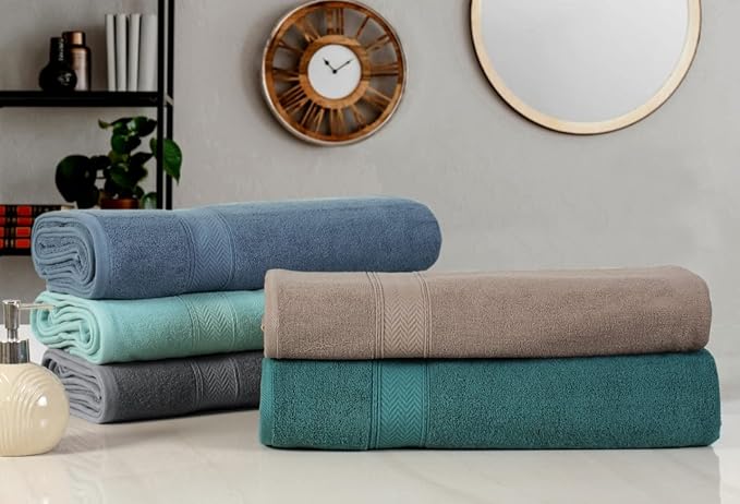 HILLFAIR 600 GSM- 40 x 80 Inches- 100% Cotton 2 Pc XXL Oversized Bath Towel Set- Soft Highly Absorbent Jumbo Bath Sheets Towels Sets- Quick Dry Oversized Bath Towel Sets for Hotel Spa Pool- Teal
