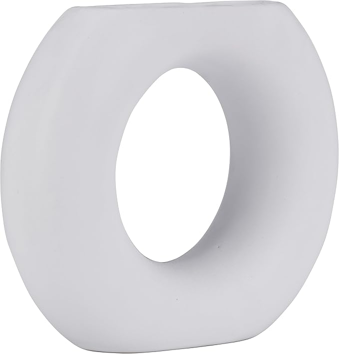 Sagebrook Home Modern Ceramic Vase - Minimalist Round Hollow Stoneware Decorative Accent for Home, Office, Bedroom, Living Room - 5" White