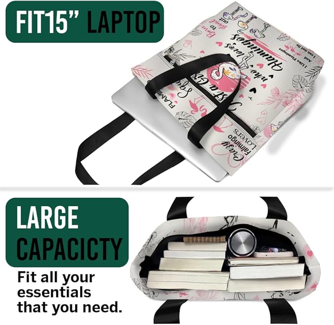 Aesthetic Tote Bag with Zipper & Pockets, Thoughtful Shoulder Bag Gift for Grandma and Women on the Go