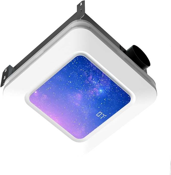 Bathroom Exhaust Fan with Humidity Sensor, Bathroom Fan with Light Odor & Humidity Sensor, 230 CFM 1.0 Sone Venlitation Fan with 3CCT LED Light 7 LED Color, Remote Control Easy Install