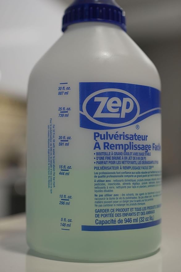 Zep E-Z Fill Professional Sprayer - 32 oz (Case of 8) - U43008 - Wide Mouth Spray Bottle for Easy Pouring, High Output, Great for Cleaners, Degreasers and More