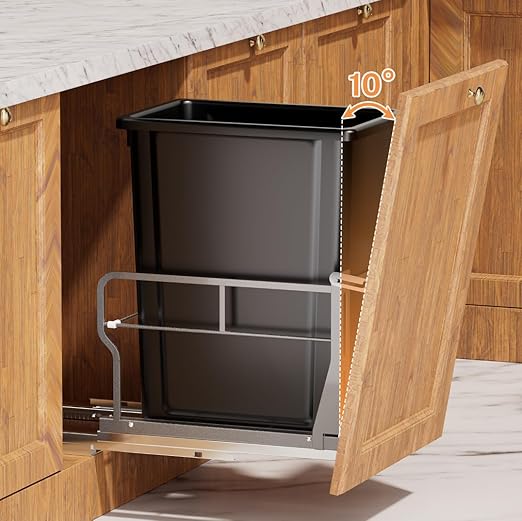 Tiltable 10° Pull Out Trash Can Under Cabinet with 40Qt Bin, Under Sink Trash Can with Soft-Close Slides, Cabinet Trash Can Pull Out Kit, Easy to Take Out Bin for Minimum Cabinets Opening 12" W