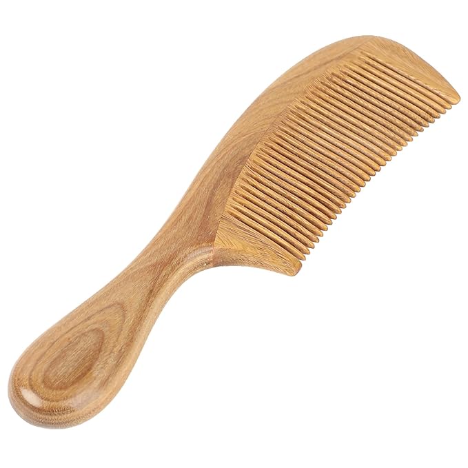 Onedor Handmade 100% Natural Green Sandalwood Hair Combs - Anti-Static Sandalwood Scent Natural Hair Detangler Wooden Comb (Fine Tooth)