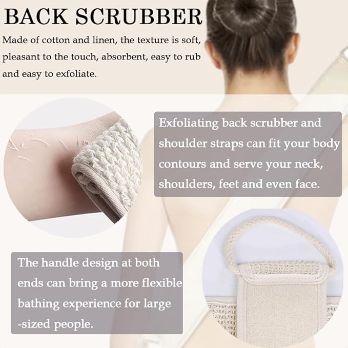 3 Pack Natural Loofah Sponge Exfoliating Body Scrubber, Made of Natural Biodegradable Shower Loufa Sponge, for Shower & Bath