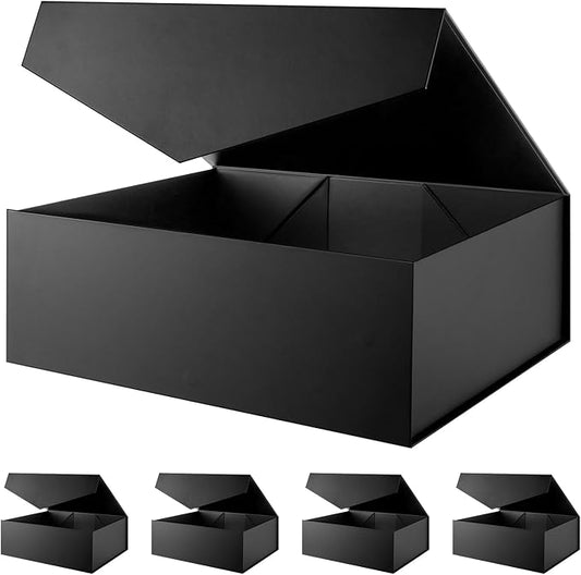 BLK&WH 5 Extra Large Gift Box with Lid 19.2x15.8x7 Inches, Black Gift Box for Clothes and Large Gifts (Matte Black)