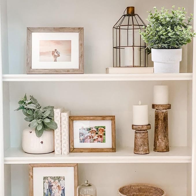 Small Fake Plants 7.45” Eucalyptus Potted Artificial Eucalyptus Plant for Home Bathroom Office Farmhouse Restroom Shelf Desk Mantel Coffee Table Decor (Green)