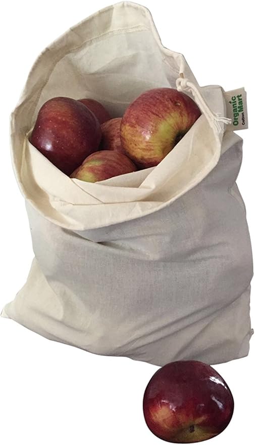 Reusable Cloth Produce Bags - Organic Cotton Cloth Vegetable Bags - Reusable Bulk Sacks for Grocery and Produce - Flour Sack Cotton Muslin Vegetable Storage Sacks (2 XL, 2 L, 2 M, 2 S)