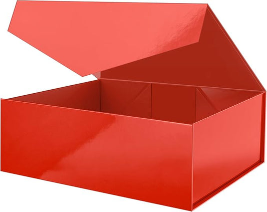 ROSEGLD Extra Large Gift Box 20x16x7.2 Inches, Giant Red Magnetic Gift Box with lids for Presents, Bridesmaid Proposal Box (Glossy Red)