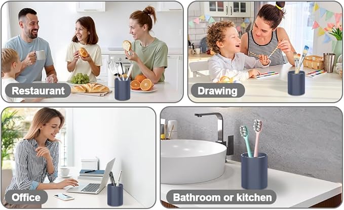 Metal Pen Holder Aluminum Pencil Holder Desktop Organizer Black for Office, School, Home 3.15 x 3.15 x 3.94 Inches-Grey