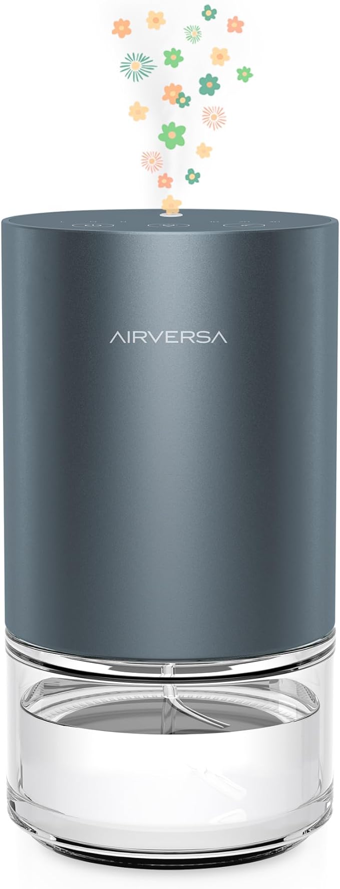 Airversa Essential Oil Diffuser Waterless Aromatherapy Diffusers for Home Large Room, Bedroom, Car, Office, Desk, Battery Operated, Small Diffuser for Pure Scent, 100mL Capacity, AN9 (Grey)