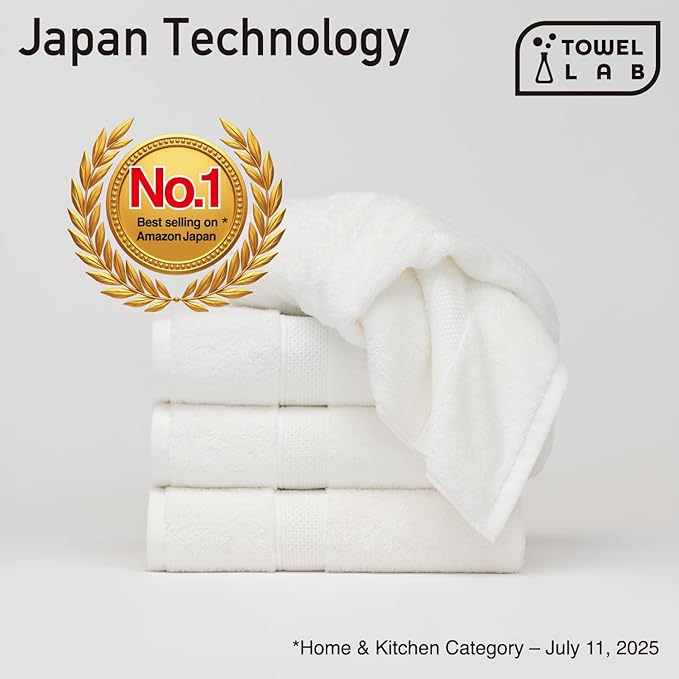 [Japan Technology], Plush Light-Weight Towel, Bath Towel (30x54 inches), 520GSM, Light Gray, Pack of 4, Quick Dry, High Absorbency, 100% Cotton