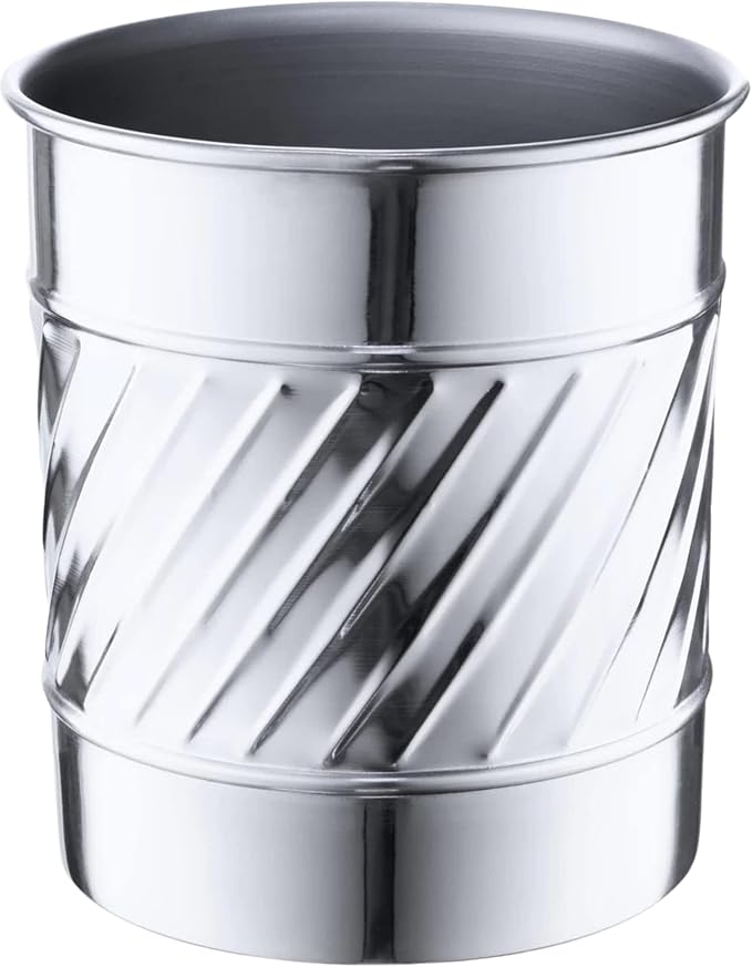 Monarch Abode Handcrafted Wave Embossed Kitchen Utensil Holder for Kitchen Counter, and Large or Small Spoon Holder, Decorative Cooking Utensil Crock Organizer for Countertop, Nickel Chrome Finish