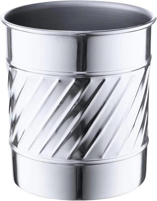 Monarch Abode Handcrafted Wave Embossed Kitchen Utensil Holder for Kitchen Counter, and Large or Small Spoon Holder, Decorative Cooking Utensil Crock Organizer for Countertop, Nickel Chrome Finish