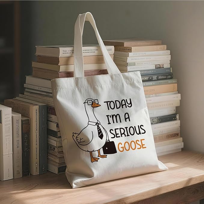 Canvas Tote Bag for Women, Today I'm A Serious Goose Shoulder Bags, Casual Canvas Totes to Work Traveling, Christmas Gifts to Friends and Family, Holiday Gift Bags for Wrap Storage