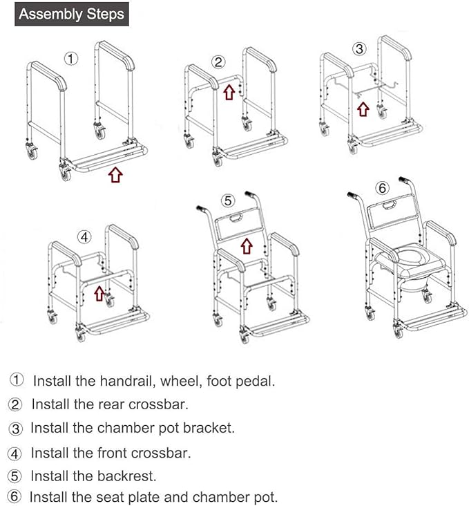 HEALTHLINE Shower Bedside Commode Chair Padded Seat With Wheels by Healthline, Medical Commode Toilet Rolling Shower Chair With Casters (4 Wheels Brakes), Commode Padded Backrest and Seat