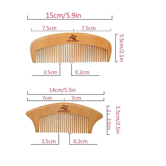 Xuanli® 8 Pcs The Family Of Hair Comb set - Wood with Anti-Static & No Snag Handmade Brush for Beard, Head Hair, Mustache With Gift Box (S021)