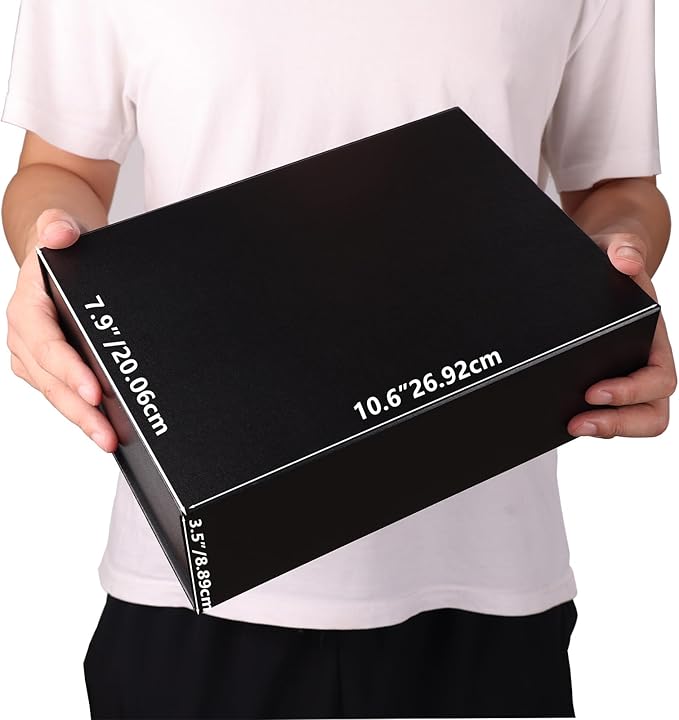 11x8x3.5 Inches Gift Box with Magnetic Closure Lid, Black Magnetic Boxes for Wedding, Groomsmen Bridesmaid Proposal, Birthdays, Mother's Day, 1 Pack