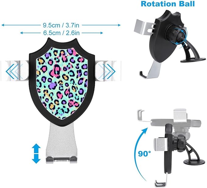 Portable Car Mount Cell Phone Holders for Your Car Accessories for Women Men Animal Skin Colorful Cheetah Leopard Print Floral