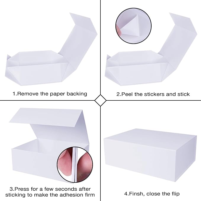Aimyoo White Collapsible Gift Box with Magnetic Closure Lids 13.8x9x4.3 in, Large Bridesmaid Groomsman Proposal Boxes, Rectangle Present Box for Graduation Birthday Storage 1 Pack