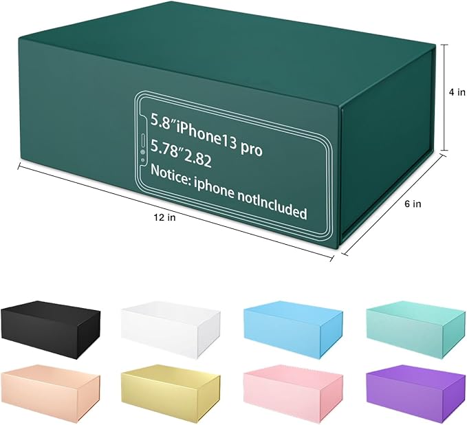 Green Gift Box 12" x 6" x 4" with Magnetic Closure Lid Gift Boxes for Presents,Bridesmaid Gifts Box,Cute Box,Birthday Gift box,Luxury for Gift Packaging, Magnetic Gift Box for Wrapping Gifts