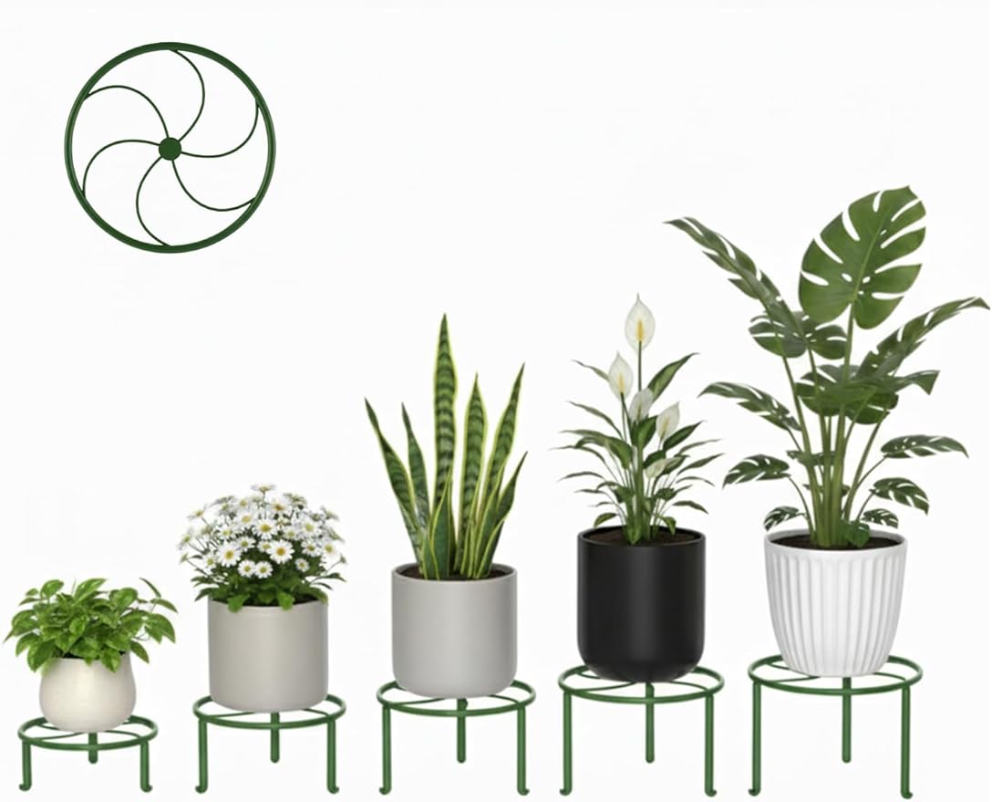 5-Pack Metal Plant Stand Heavy Duty Flower Pot Stands for Multiple Plant, Anti-Rust Flower Pot Stand Round Plant Holder for Room Indoor/Outdoor,Gardens