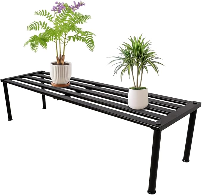 Metal Plant Stand, Rust-proof Aluminum Display Rack, Plants Display Stands Decoration Racks for Living Room Garden Balcony Patio (Ebony, 42.5Inch Tall Leg)