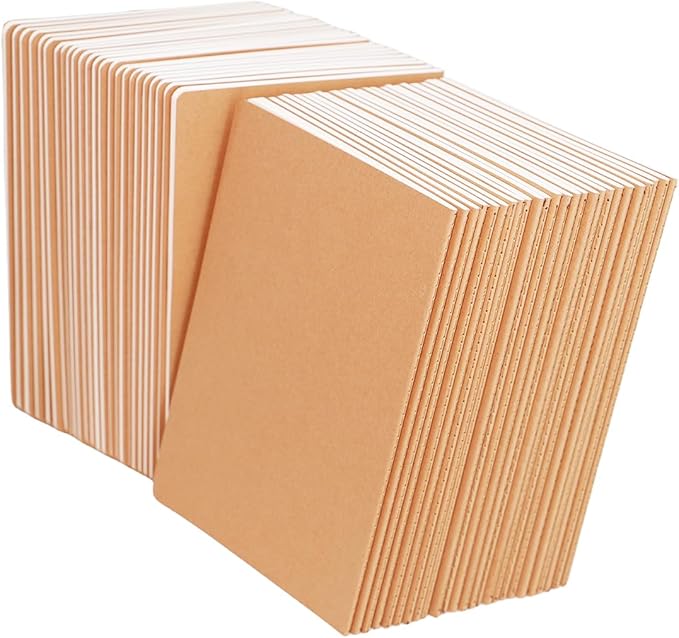 48 Pack A5 Blank Notebook Bulk Kraft Cover Blank Sketch Book Pad Travel Journals Composition Diary Subject Notebooks Planner 60 Pages, 8.3”x 5.5”