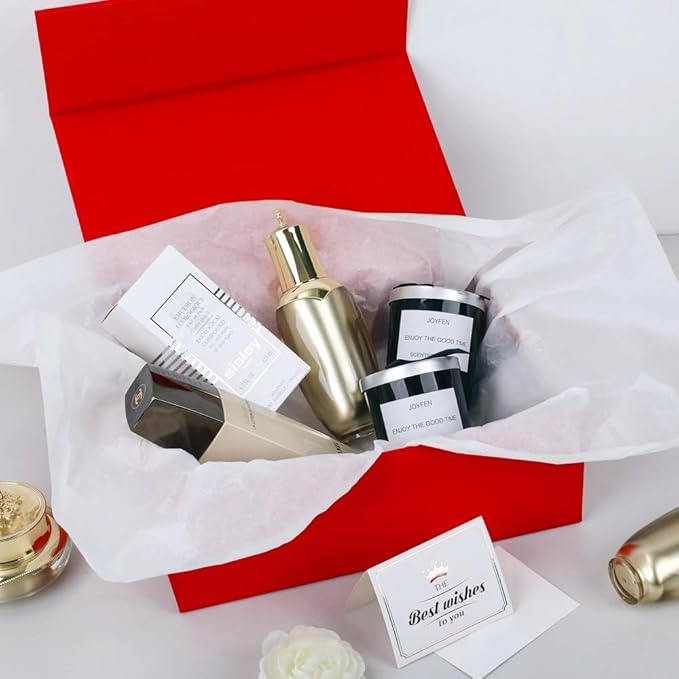 UoeRing 1 Pcs Red Gift Box Large 13.5x11.8x4.7 inch Luxury Gift Box for Presents with Magnetic Closure Lid Collapsible,Birthday,Christmas,Contains Card, Ribbon, Tissue Paper,Shredded Paper Filler