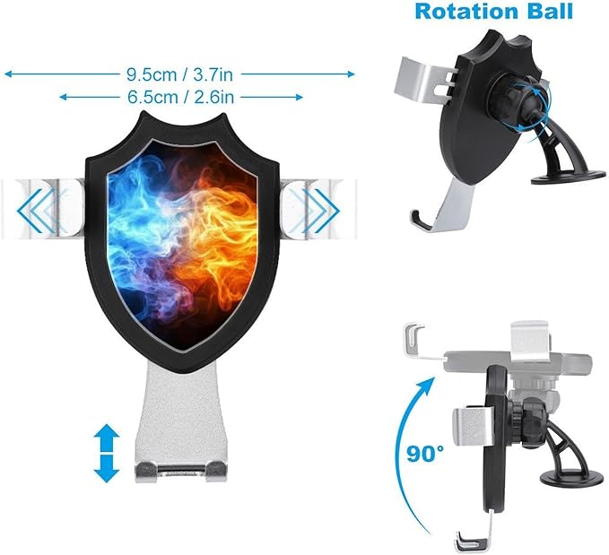 Portable Car Mount Cell Phone Holders for Your Car Accessories for Women Men Red and Blue Fire Black