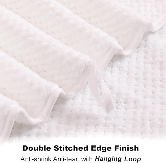 8pcs Bath Towel Set, 2 Extra Large Bath Towel Sheets, 2 Hand Towels and 4 Washcloths- Highly Absorbent Microfiber,Ultra Soft Towel Set for Bathroom,Waffle Weave Design, Pack of 8 (White)