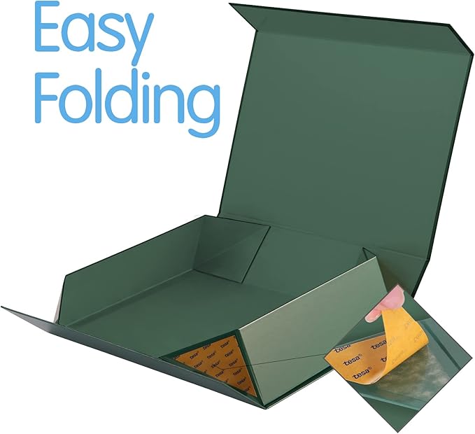 Green Gift Boxes 11x7.8x2.3 Inches, Shirt Gift Boxes for Presents Magnetic Closure for Clothes (5 Pack)