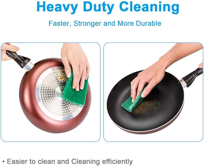 8PCS Scouring Pad - Premium Heavy Duty Scrub Pads, Reusable Household Green Dish Scrubber, Multipurpose Scour pad - for Kitchen Scrubber & Metal Grills, 3.9 x 5.9 x 0.36IN