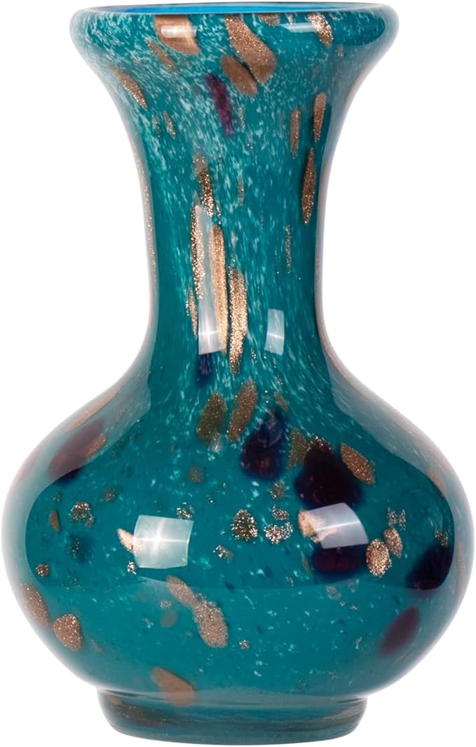 KAMMAK Colored Glass Vase, Beautiful Hand Blown Decorative Vase, Modern Art Vase for Flower Mantle Dining Table Centerpiece, Entryway Living Room Wedding Decoration, FH003
