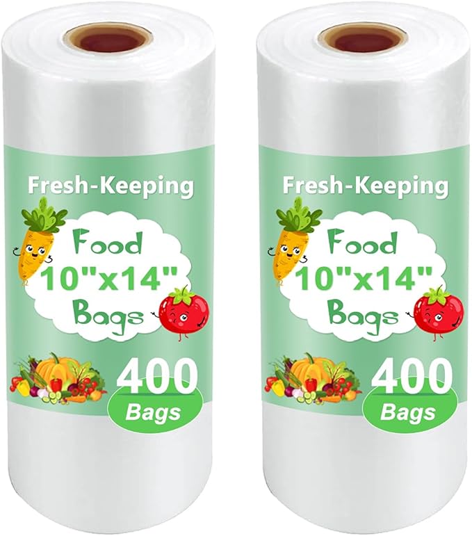 Plastic Produce Bags Roll, 10" x 14" Disposable Food Bag, Fresh-Keeping Plastic Bags for Food, Fruit, Vegetable, Bread, Refrigerator Storage, Kitchen, Supermarket, 2 Roll 800 Storage Bag