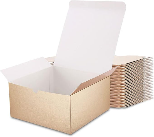 30 Gift Boxes 8x8x4 Inches Gift Boxes with Lids Boxes for Gifts Bridesmaid Proposal Boxes, Rose Gold Gift Boxes Bulk for Light Weight Gifts, Crafting (Grass Texture Rose Gold)