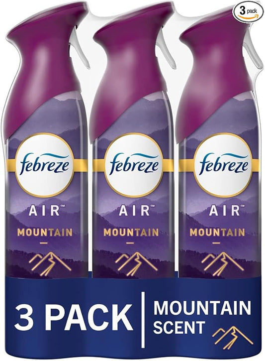 Febreze Air Mist Air Freshener Spray, Odor-Fighting Room Spray, Air Fresheners for Home and Bathroom and Kitchen, Aerosol Can, Mountain Scent, 8.8oz, 3 Count