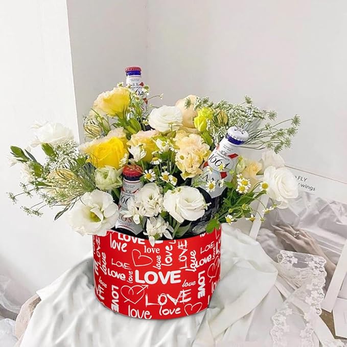 Luxury Round Nested Gift Boxes with Lids (Set of 4) – Reusable Sturdy Cardboard Gift Box Set for Birthdays, Weddings, Anniversaries, Christmas, and Valentine’s Day – Red