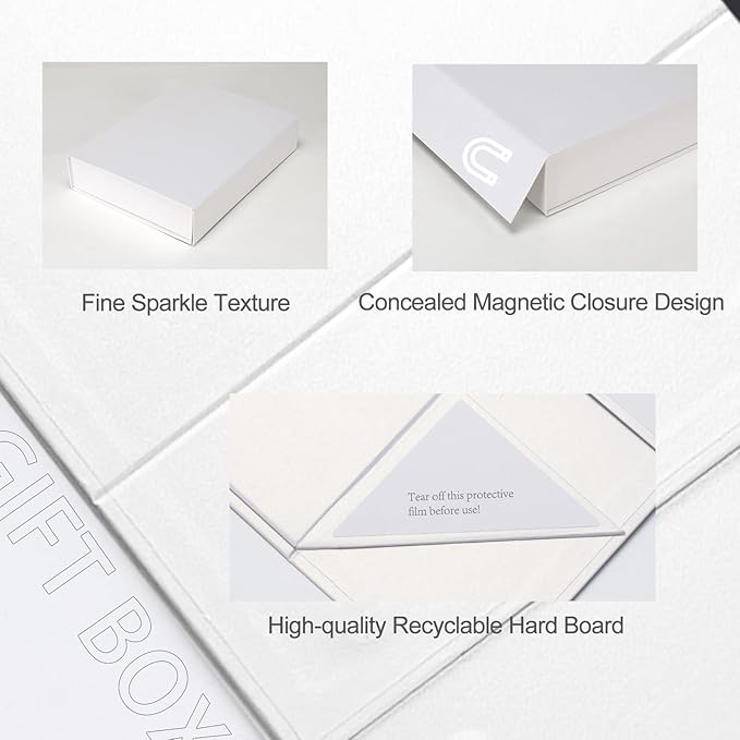 Ditwis 4 Pack 11.5x8.5x2.3 Inches Gift Boxes with Magnetic Closure Lids, White Magnetic Box for Wedding, Groomsmen Bridesmaid Proposal, Birthdays, Mother's Day