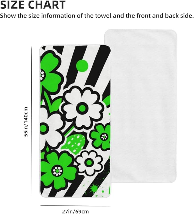 Graphic Flowers Quick Dry Microfiber Towel, Ultra Absorbent & Soft Coral Fleece Bath Towels for Body, Hair, Gym, Yoga, Spa & Travel - Lightweight & Fast Drying Multipurpose Towel (27"X55"
