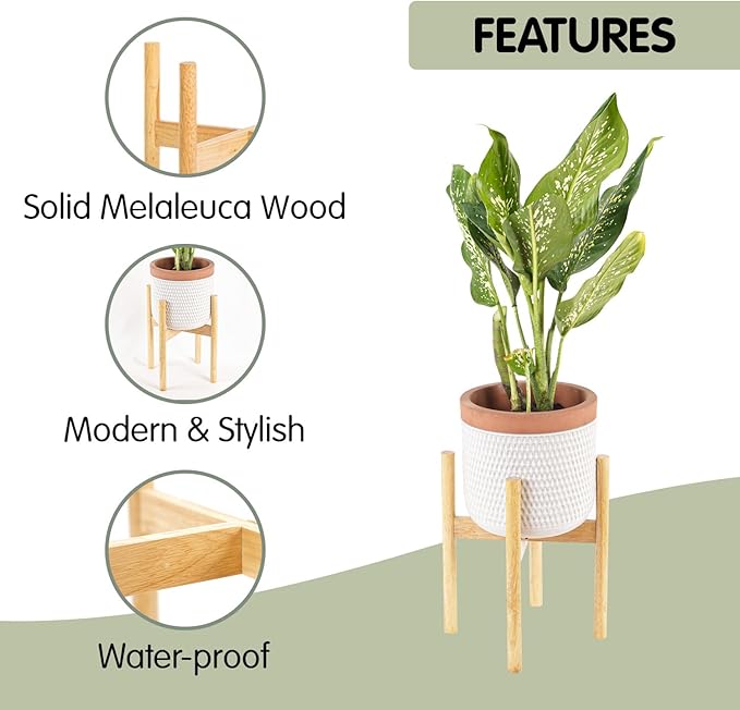 Wood 11.9" x 12.5" Plant Stand Indoor Outdoor, Wooden Single Floor Plant Pot Holder, Natural Plant Stand, Assembly Required (Excluding Potted Plants)