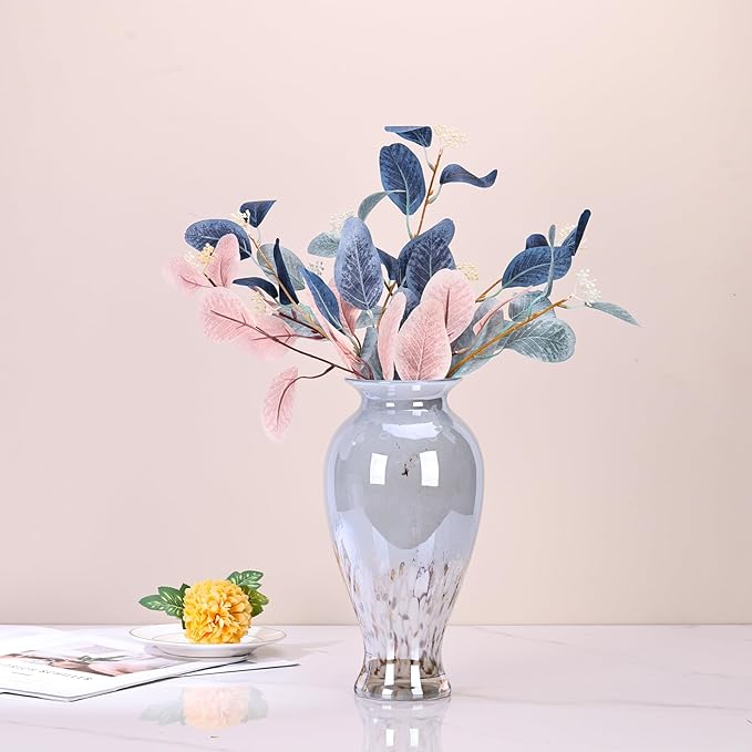 Blown Glass vase, Unique Glass vase, Colorful Bottle Decorative vase for Home Living Room Dining Table re Office Wedding entryway Desktop Decorative Flower vase. (B-W)
