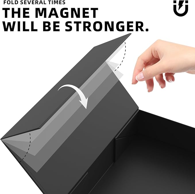 MOZRRO Gift Box 11.5 x 8.2 x 2.3 In Gift Boxes for Presents Magnetic Closure, Gift Boxes with Lids for Presents Birthday Luxury Jewelry T-shirts Gloves Scarves Books Clothes Candy, Gift Wrap - Black