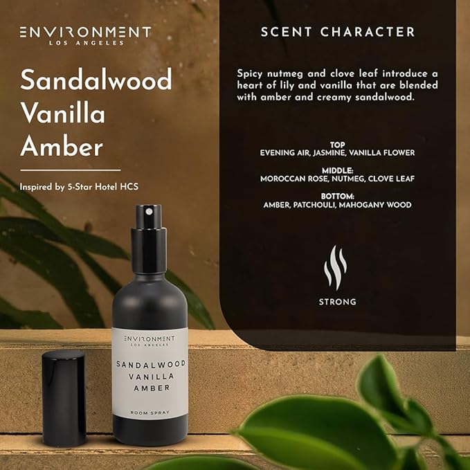 ENVIRONMENT Inspired by 5-Star Resort HCS Room Spray, 100ml Air Freshener (Sandalwood | Vanilla | Amber) Home Fragrance Accessories, Room Perfume, Room Deodorizer, Vegan & Cruelty-Free