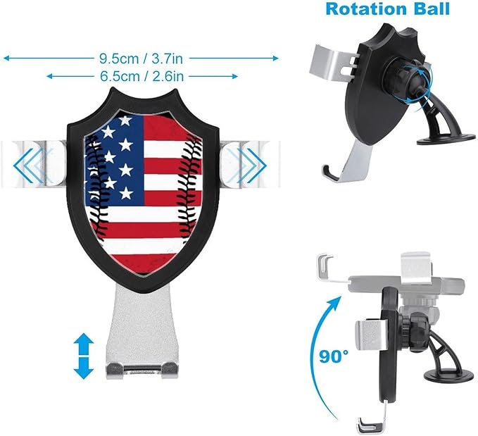 Fashion Phone Holders Phone Mount for Car Dashboard Air Vent Windshield Baseball Vintage American Flag Design