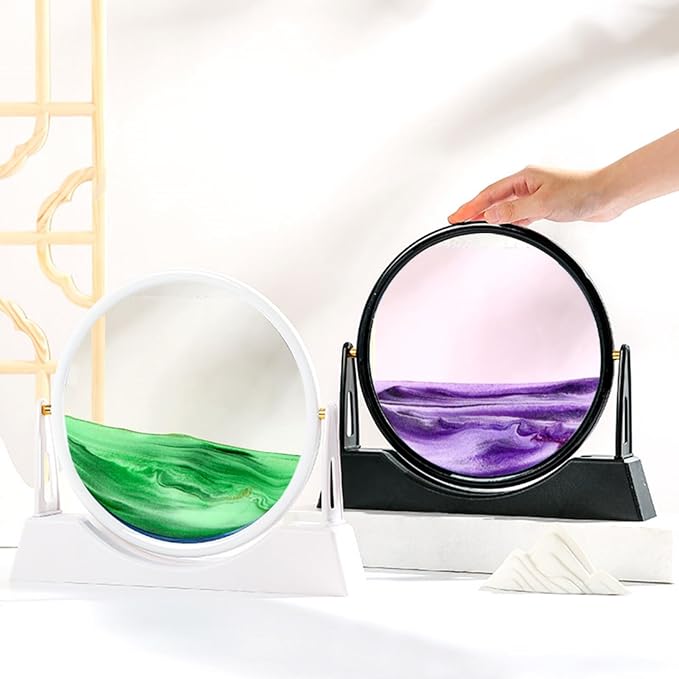 ZSDSZDZY Moving Sand Art Picture Liquid Motion, 3D Quicksand Décor, Deep Sea Sandscapes with Display Flowing Sand Frame for Relaxing, Desktop Office Home Decoration (Purple)