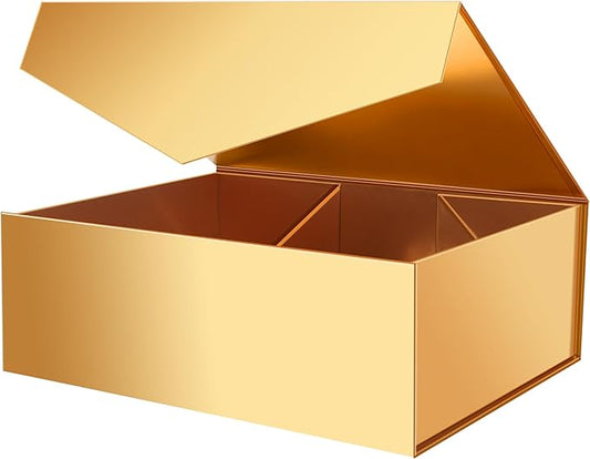 ROSEGLD Extra Large Gift Box 20x16x7.2 Inches, Giant Gold Magnetic Gift Box with lids for Presents, Bridesmaid Proposal Box (Glossy Gold)
