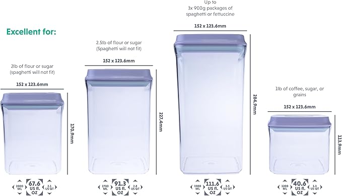 Bop Top | Airtight Meal Prep Containers with Lids | Food Storage Container Sets | Snack and Overnight Oats Fridge Organizer | Pantry and Kitchen Organization