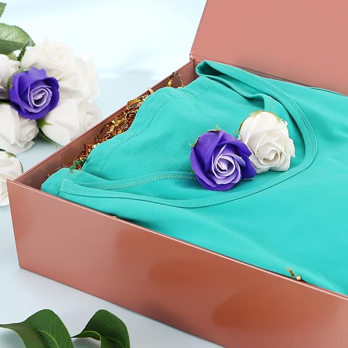 Rose Gold Gift Boxes 11x7.8x2.3 Inches, Magnetic Closure Shirt Boxes with Lids (5 Pack)