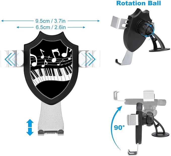 Women's Phone Holders Black and White Piano Keys Musical Notes Universal Hands Free Automobile Cell Phone Holder